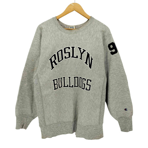 チャンピオン Champion 80s USA製 トリコタグ REVERSE WEAVE ROSLYN BULLDOGS 両面・袖プリント クルーネックスウェット メンズ import:XL